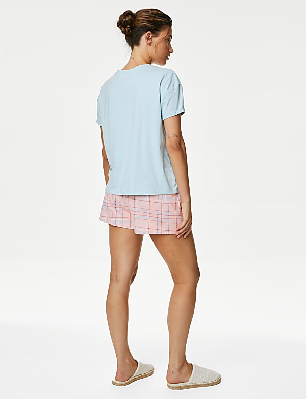 Pure Cotton Checked Shortie Set