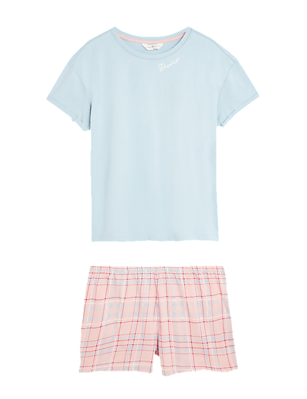 Pure Cotton Checked Shortie Set