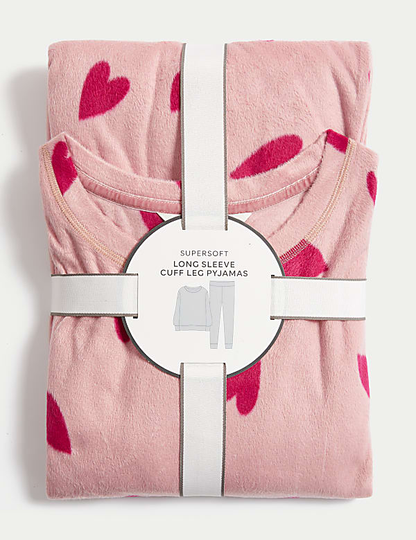 Fleece Heart Print Pyjama Set
