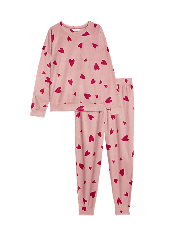 Fleece Heart Print Pyjama Set