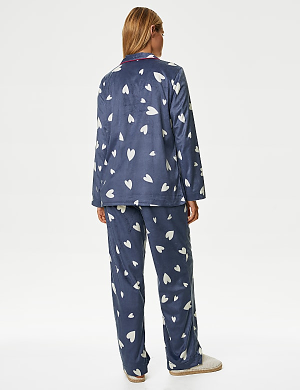 Fleece Heart Print Pyjama Set