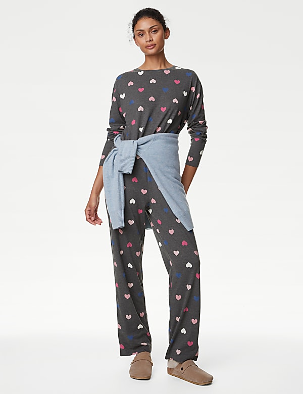 Cotton Rich Heart Print Pyjama Set - UA