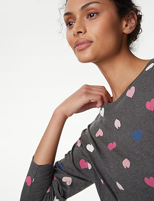 Cotton Rich Heart Print Pyjama Set - US