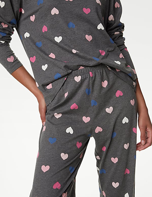 Cotton Rich Heart Print Pyjama Set - US
