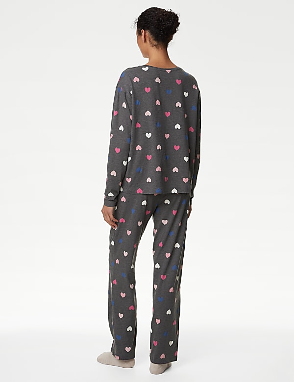 Cotton Rich Heart Print Pyjama Set - US