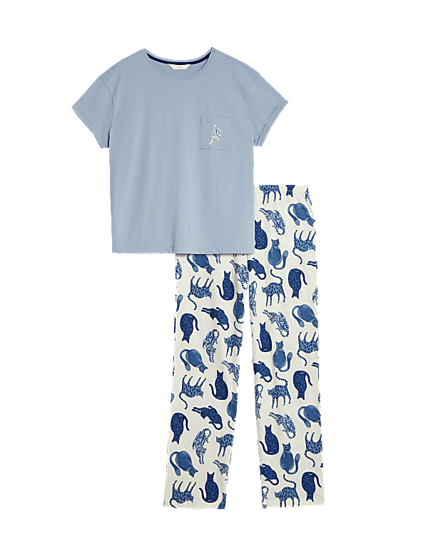 Pure Cotton Cat Print Pyjama Set