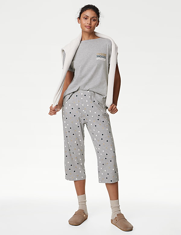 Buy Cotton Rich Polka Dot Cropped Pyjama Set at Marks Spencer