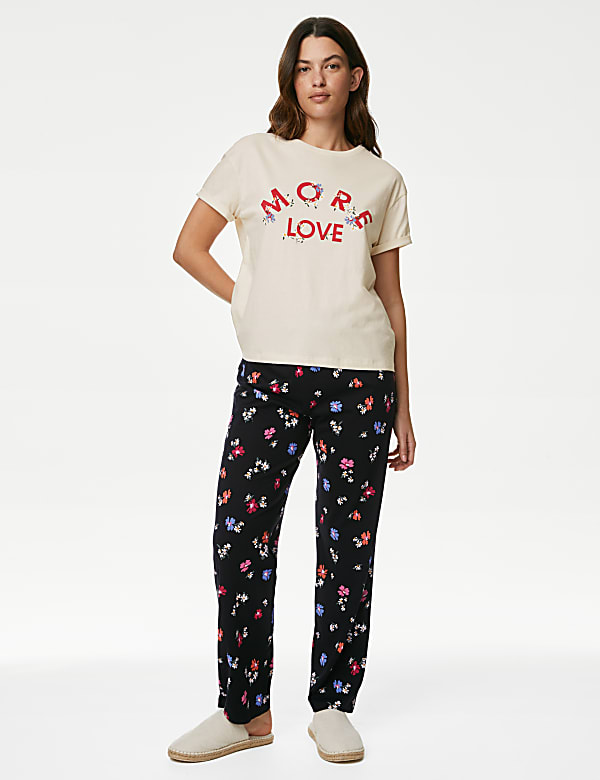 Pure Cotton Floral Print Pyjama Set IVORY MIX Pyjamas M S NZ
