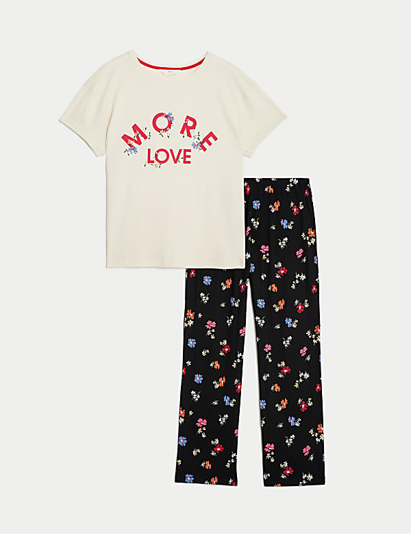 Pure Cotton Floral Print Pyjama Set - MV