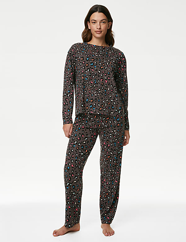 Cotton Rich Animal Print Pyjama Set - QA