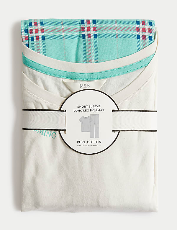 Pure Cotton Checked Slogan Pyjama Set