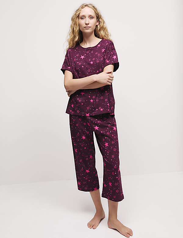 Pure Cotton Printed Cropped Pyjama Set