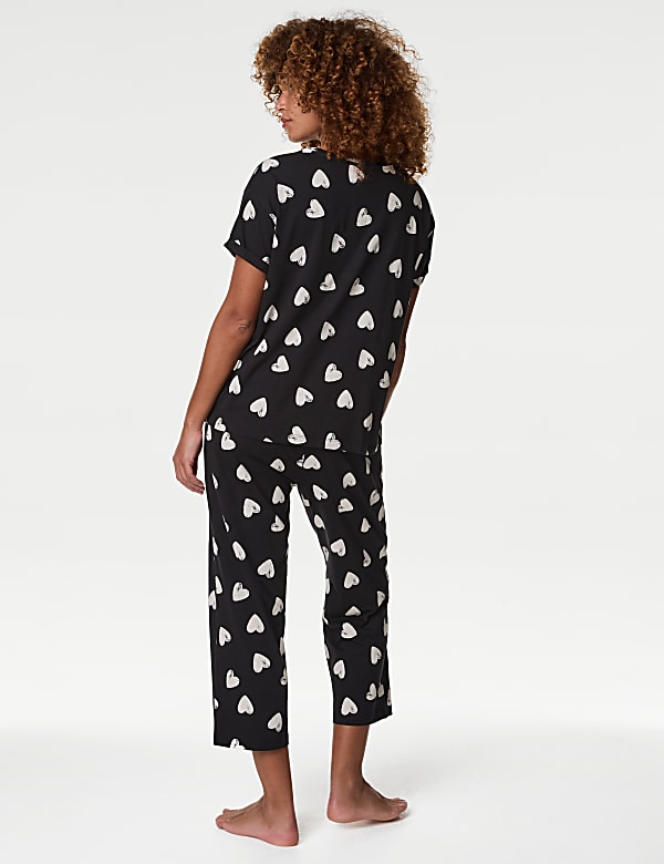Pure Cotton Printed Cropped Pyjama Set