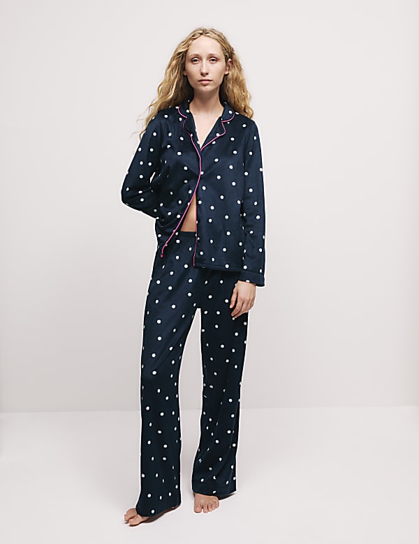 Fleece Printed Revere Pyjama Set