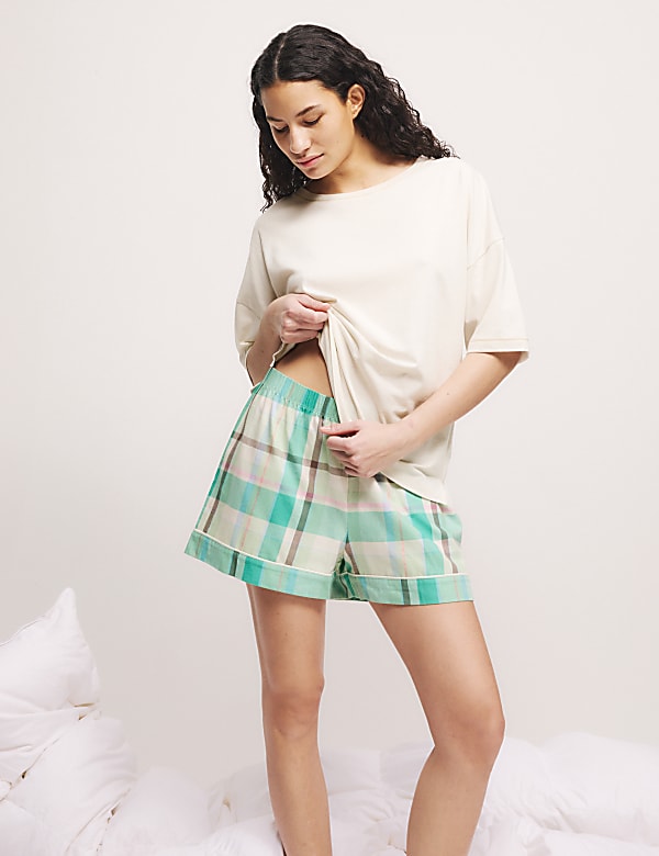 Pure Cotton Checked Shortie Set