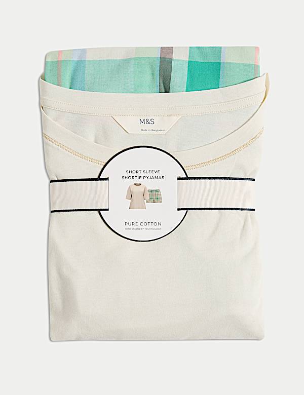 Pure Cotton Checked Shortie Set