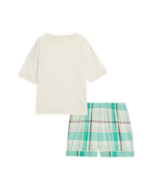 Pure Cotton Checked Shortie Set