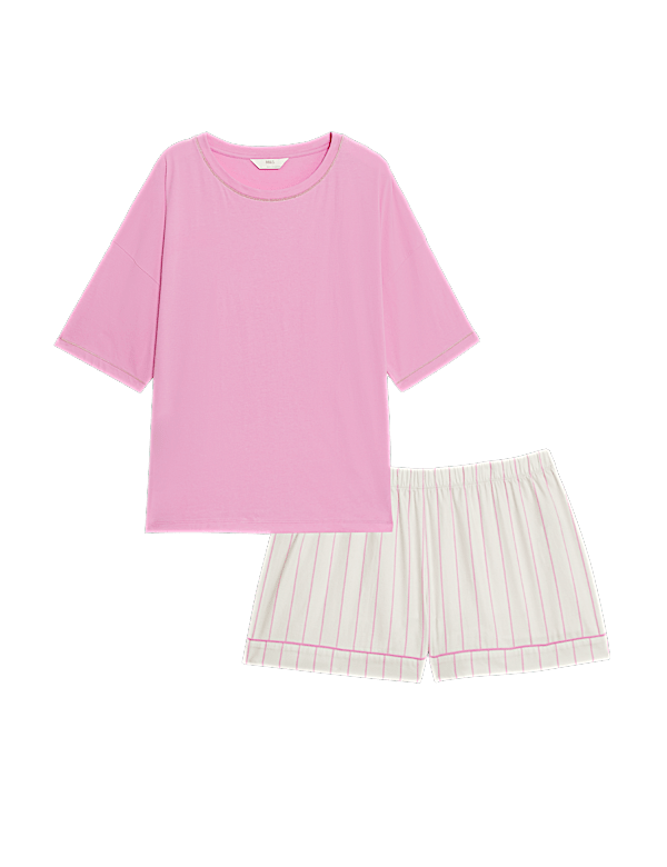 Pure Cotton Striped Shortie Set