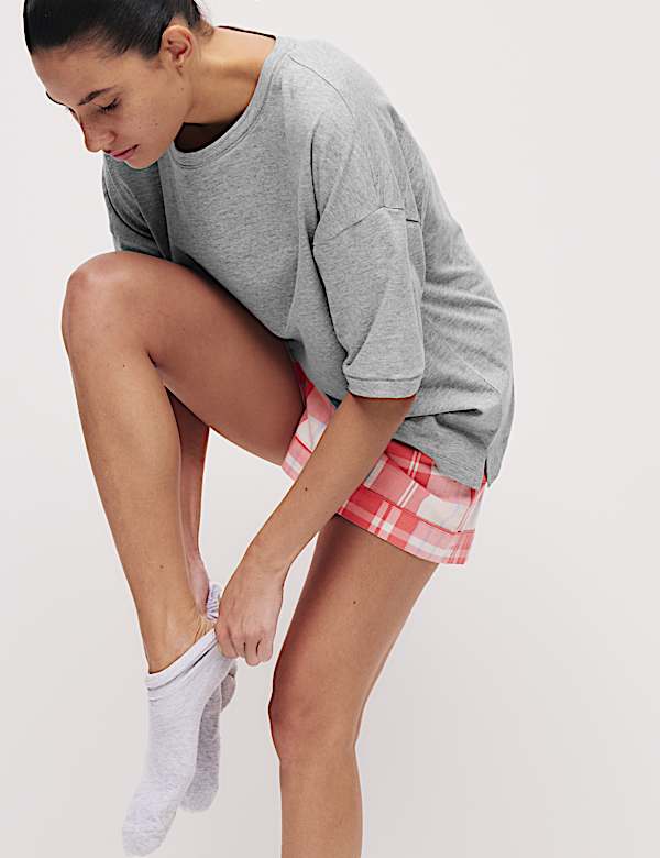 Pure Cotton Checked Shortie Set - US