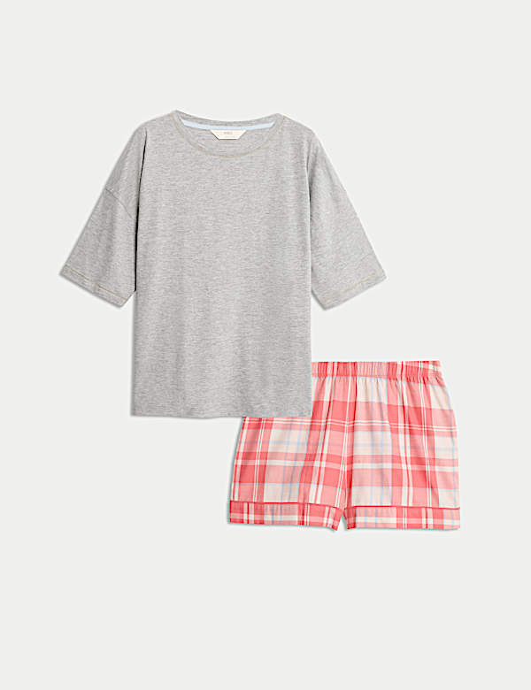 Pure Cotton Checked Shortie Set - KG