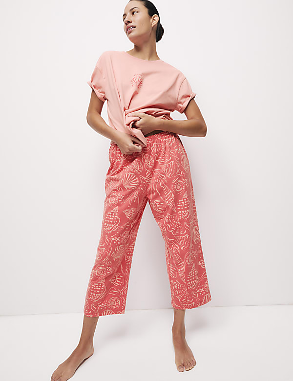 Cotton Rich Printed Cropped Pyjama Set - MX