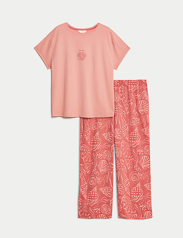 Cotton Rich Printed Cropped Pyjama Set - MX