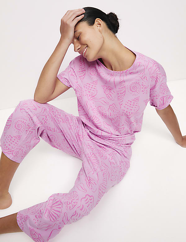 Cotton Rich Printed Cropped Pyjama Set - MX