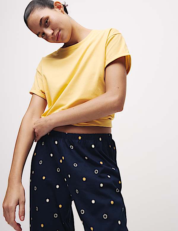 Cotton Rich Printed Cropped Pyjama Set