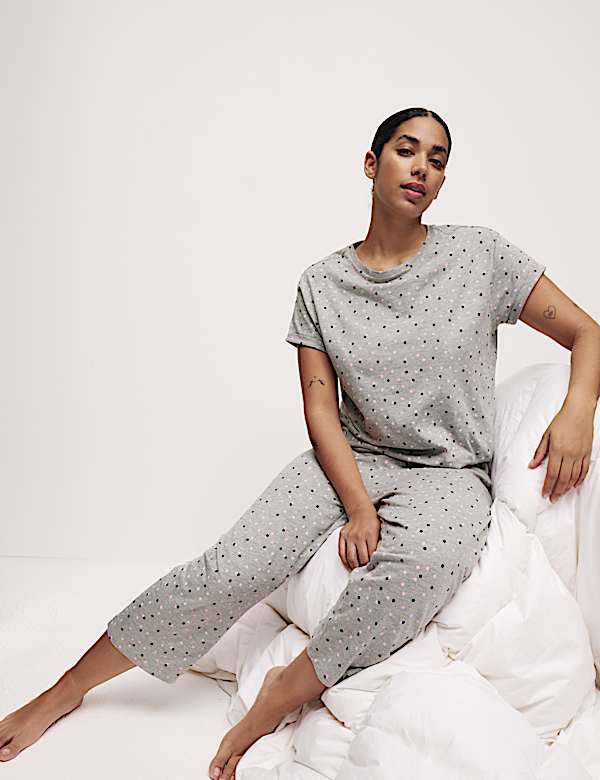Cotton Rich Printed Cropped Pyjama Set - MX