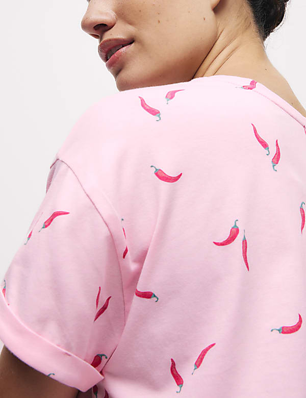 Cotton Rich Printed Cropped Pyjama Set - JE