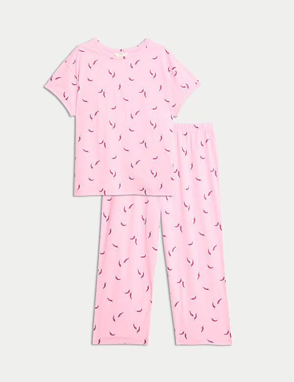 Cotton Rich Printed Cropped Pyjama Set - JE