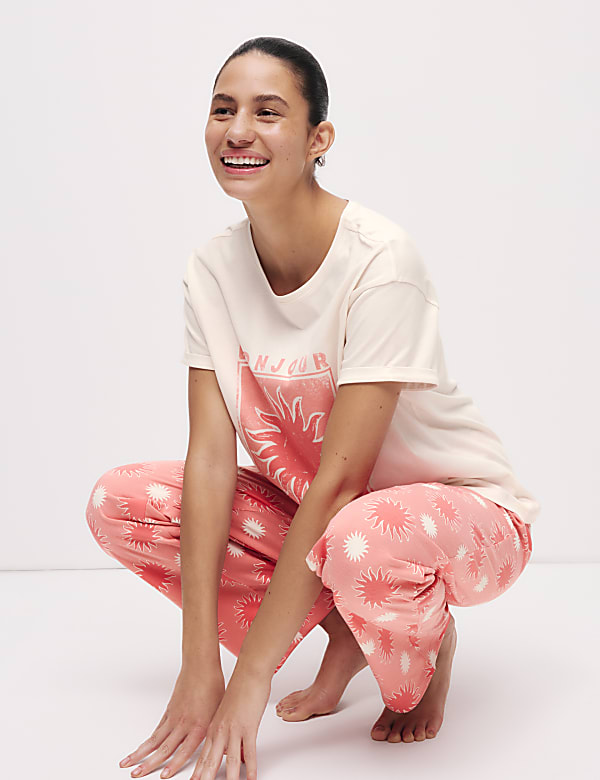 Cotton Rich Leaf Print Pyjama Set