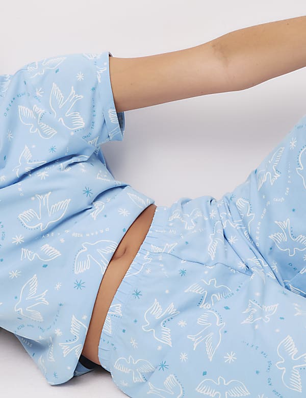Cotton Rich Leaf Print Pyjama Set