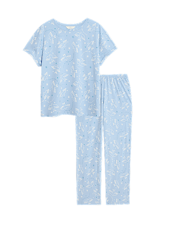 Cotton Rich Leaf Print Pyjama Set