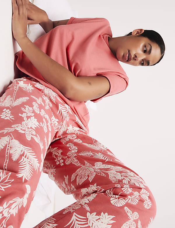 Cotton Rich Leaf Print Pyjama Set
