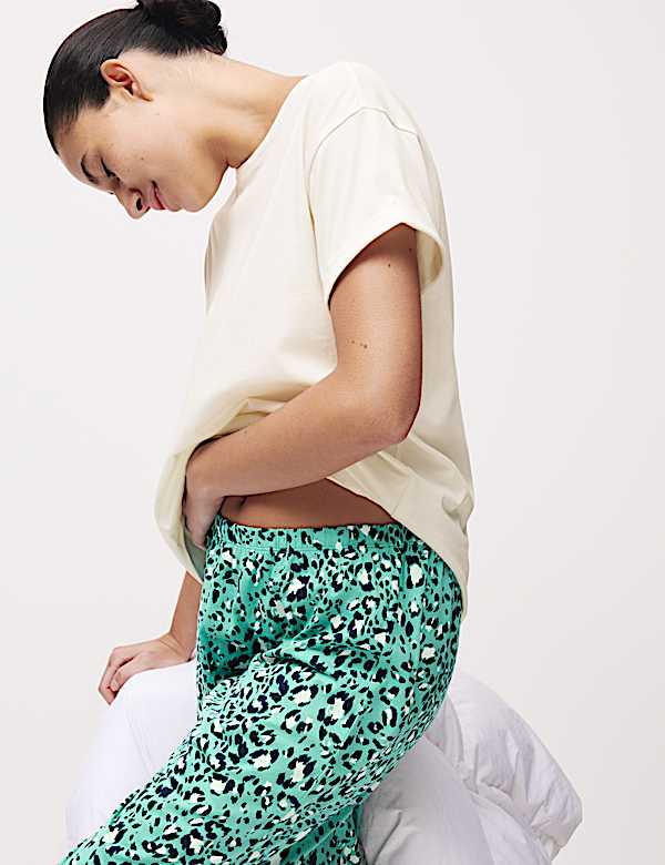 Cotton Rich Leaf Print Pyjama Set - KG