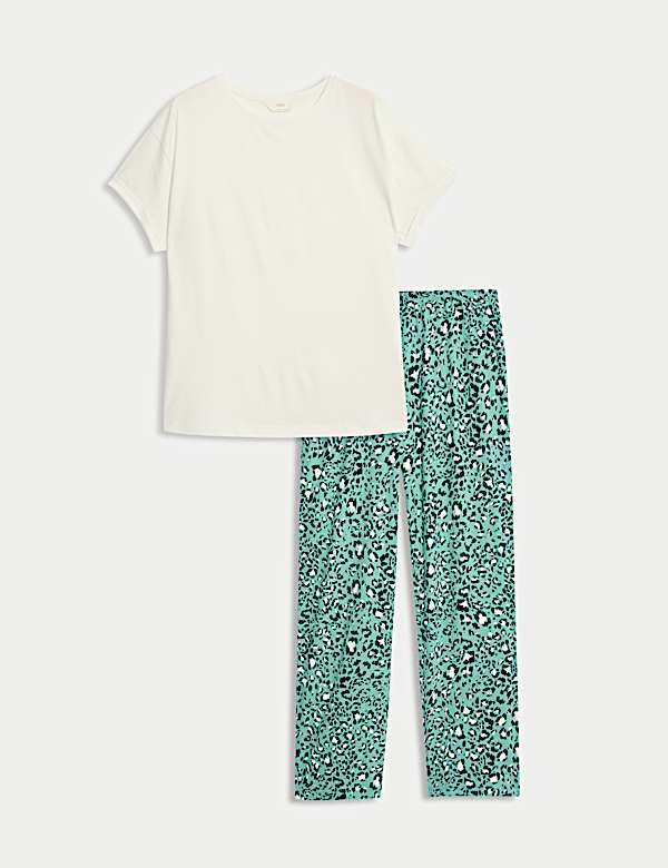 Cotton Rich Leaf Print Pyjama Set - KG