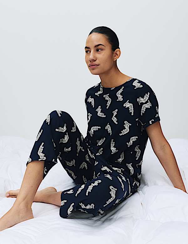 Cotton Rich Printed Cropped Pyjama Set - IL