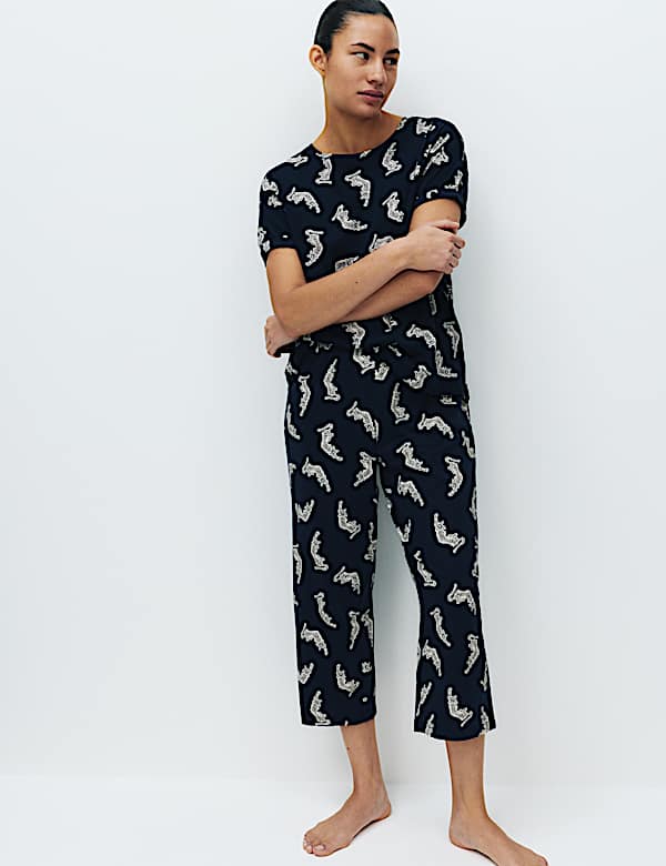 Cotton Rich Printed Cropped Pyjama Set - IL