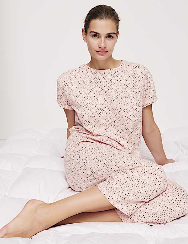 Cotton Rich Printed Cropped Pyjama Set