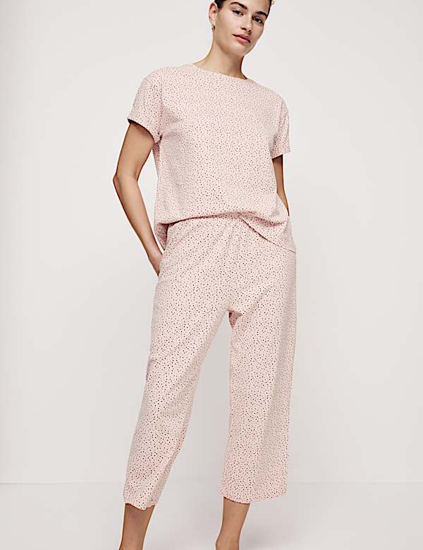 Cotton Rich Printed Cropped Pyjama Set