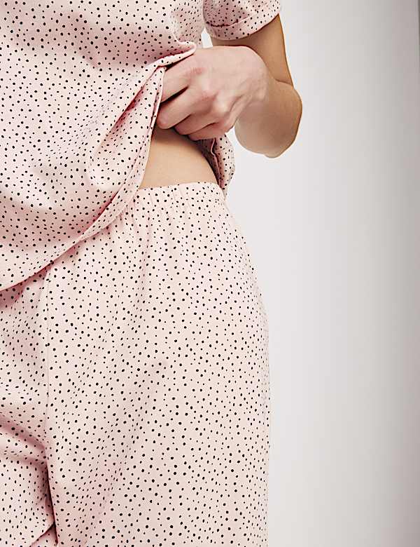 Cotton Rich Printed Cropped Pyjama Set