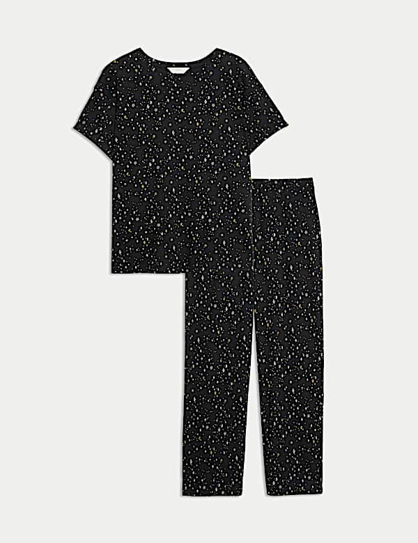 Cotton Rich Printed Cropped Pyjama Set - KG