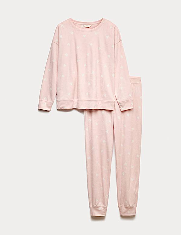 Fleece Star Print Cuffed Hem Pyjama Set - CA