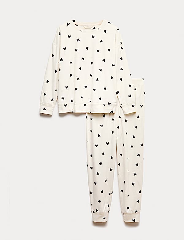 Fleece Star Print Cuffed Hem Pyjama Set - NZ