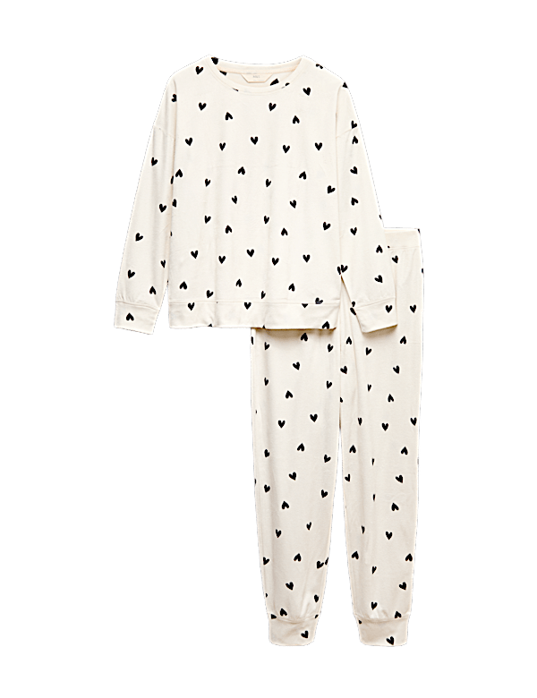 Fleece Star Print Cuffed Hem Pyjama Set