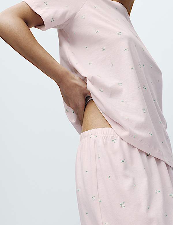 Pure Cotton Printed Cropped Pyjama Set