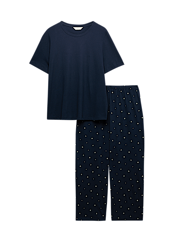 Pure Cotton Printed Cropped Pyjama Set