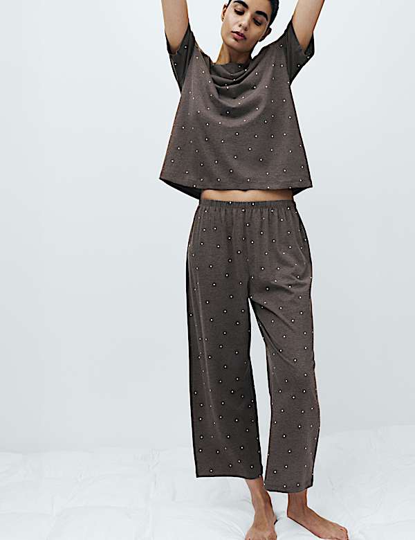 Pure Cotton Printed Cropped Pyjama Set