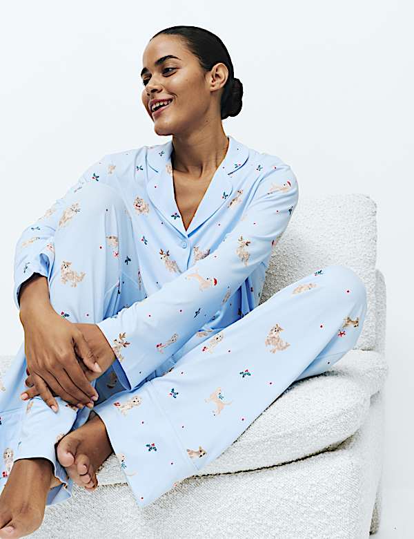 Soft Touch Printed Revere Pyjama Set